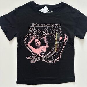 Selena Gomez Black Tee with Pink Graphic Size S